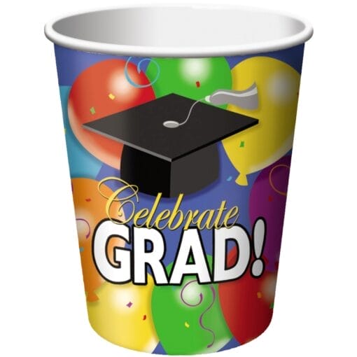 Grad Balloons Cups Hot/Cold 9Oz 8Ct