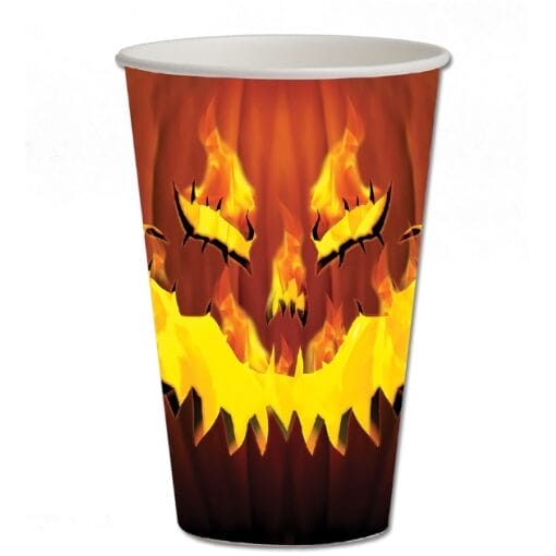 Fiery Pumpkin Cups Hot/Cold 12Oz 8Ct