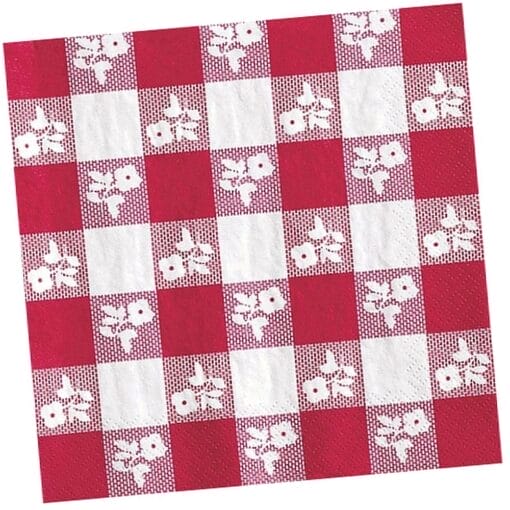 Red Gingham Napkins Beverage 2P 18Ct