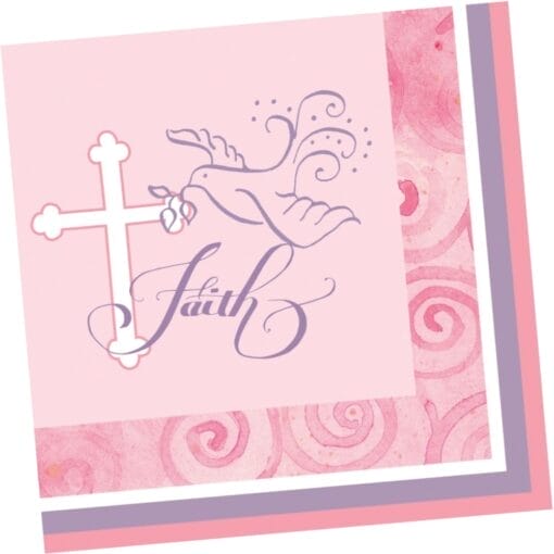 Faithful Dove Pink Napkins Lunch 16Ct