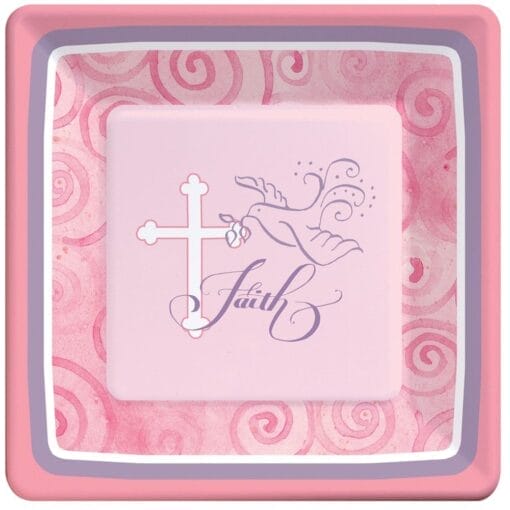 Faithful Dove Pink Plates Sqr 7&Quot; 8Ct