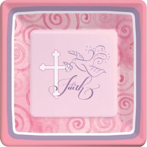 Faithful Dove Pink Plates Sqr 9&Quot; 8Ct