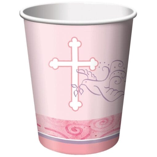 Faithful Dove Pink Cups Hot/Cold 9Oz 8Ct