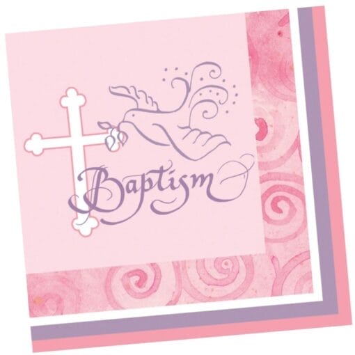 Faithful Dove Pink Napkins Beverage 16Ct