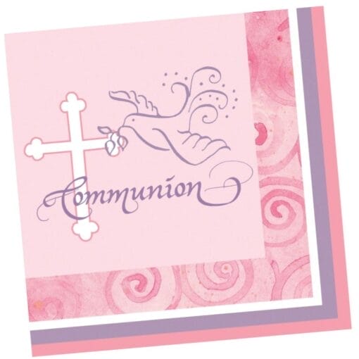 Faithful Dove Pink Napkins Beverage Communion 16Ct