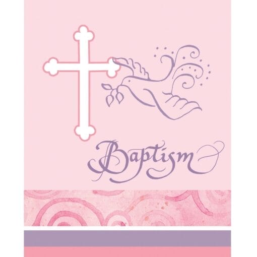 Faithful Dove Pink Invitations Baptism 8Ct