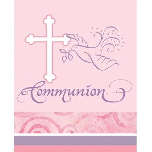 Faithful Dove Pink Invitations Communion 8Ct