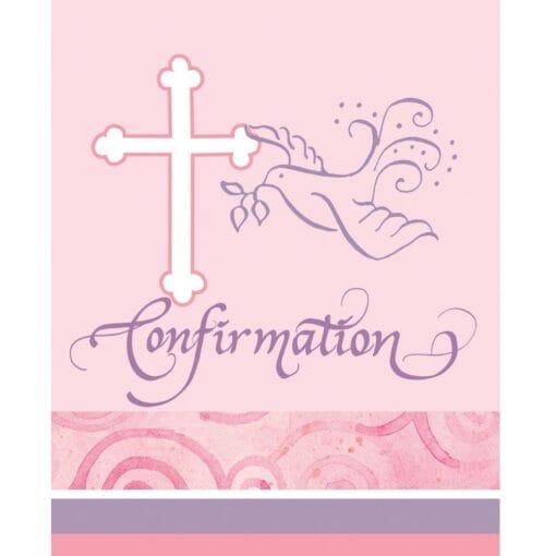 Faithful Dove Pink Invitations Confirmation 8Ct