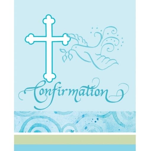 Faithful Dove Blue Invitations Confirmation 8Ct