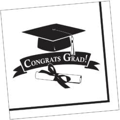 White Grad Congrat Napkins Lunch 36CT