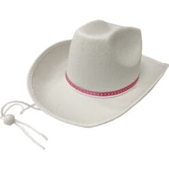 Cowboy Hat w/Pink HDBND, Adult White OS