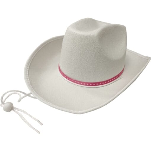 Cowboy Hat W/Pink Hdbnd, Adult White Os