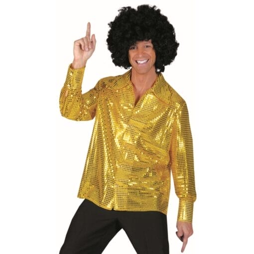 Disco Shirt Gold Sequin Mens