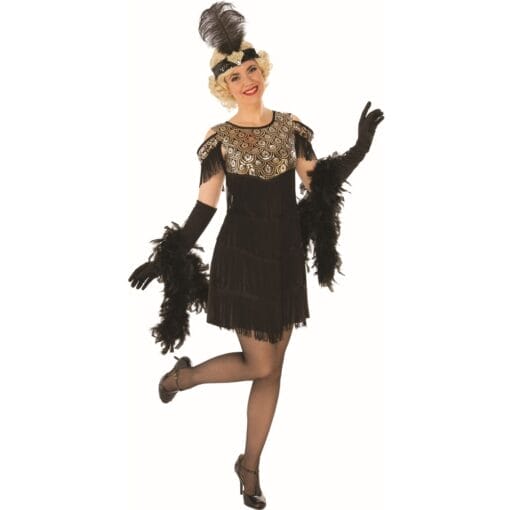 Flapper Black/Gold Costume Adult