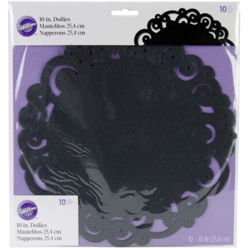 Black Round Paper Doilies 10&Quot; 10Ct