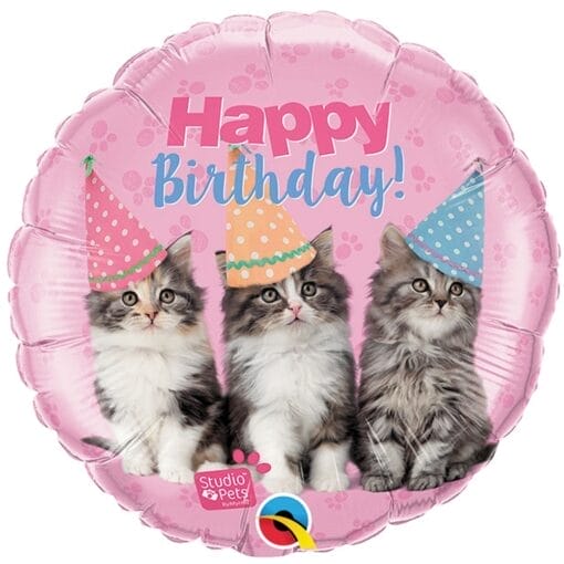 18&Quot; Rnd Hpy Bday Kittens Foil Bln