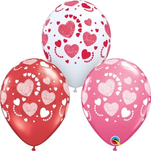 11&Quot; Printed Etched Heart Astd Latex Balloons 50Ct