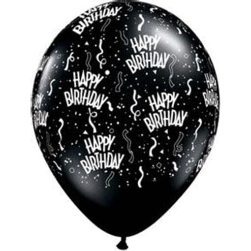 11&Quot; Prt Bday-A-Rnd Black W/Wht Ink 100Ct