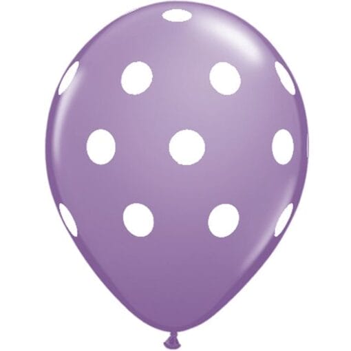 11&Quot; Prt Lilac W/White Polka Dots Latex 50Ct