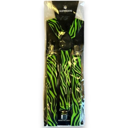 Green &Amp; Black Zebra Stripe Suspenders