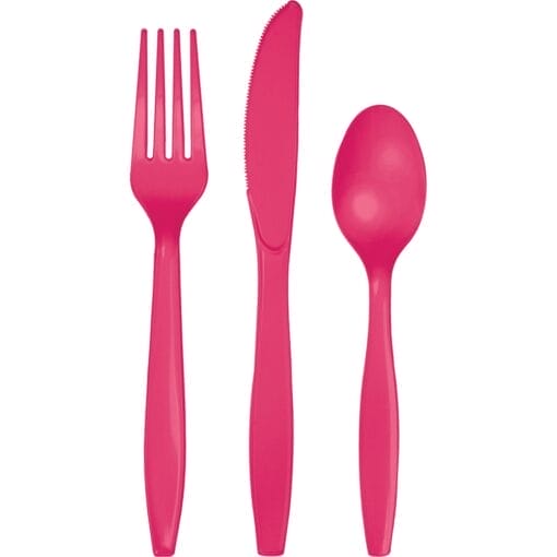 Hot Magenta Cutlery Astd 24Ct