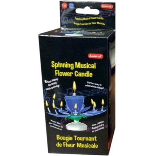 Spinning Flower Musical Candle: Blue