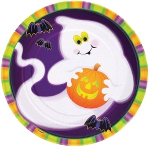 Ghost &Amp; Pumpkin Plates Paper 9&Quot; 20Ct