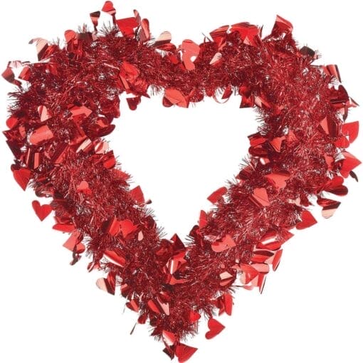 Red Heart Shaped Tinsel Wreath